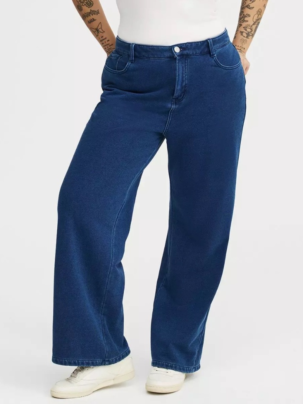 Torrid Wide Leg Jean 16 R Dark Wash French Terry Soft Stretch High Rise (1X) NWT